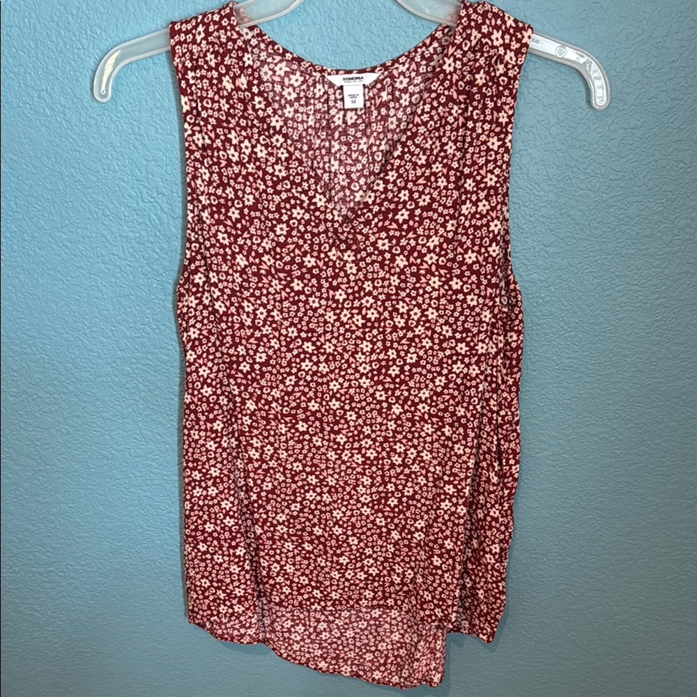 Floral Sleeveless Top - Red